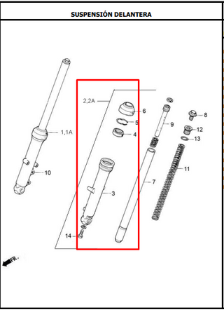 TELESCOPIO COMPLETO LH AK125 ORIGINAL - Mundimotos