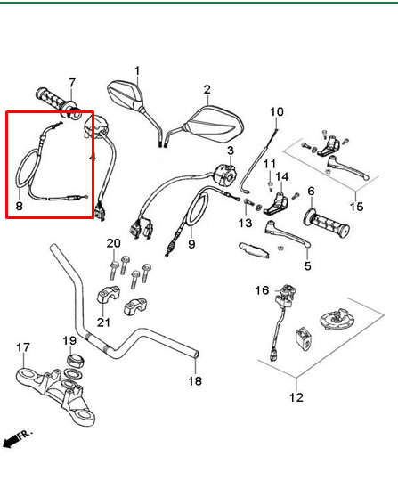 CABLE ACELERADOR AK125 ORIGINAL - Mundimotos