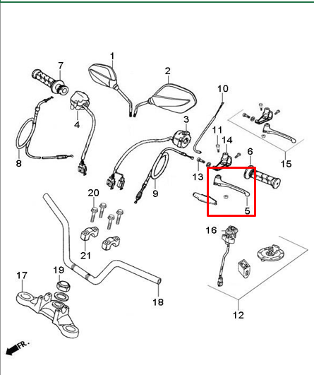 MANIGUETA LH AK125/AK125SL ORIGINAL - Mundimotos
