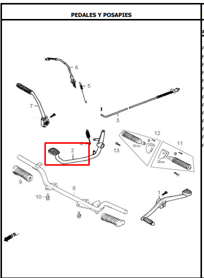 PEDAL FRENO AK125 ORIGINAL - Mundimotos