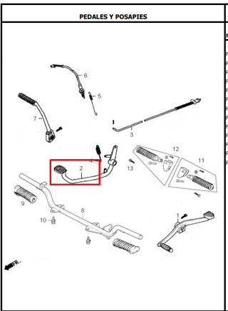 PEDAL FRENO AK125 ORIGINAL - Mundimotos