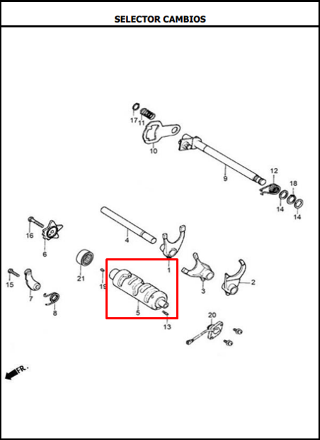 SELECTOR CAMBIOS 125S/SL/NKD/NE ORIGINAL - Mundimotos
