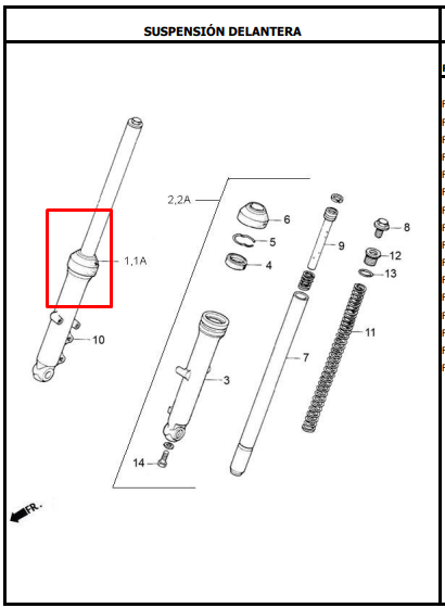 TELESCOPIO COMPLETO RH AK125 ORIGINAL - Mundimotos