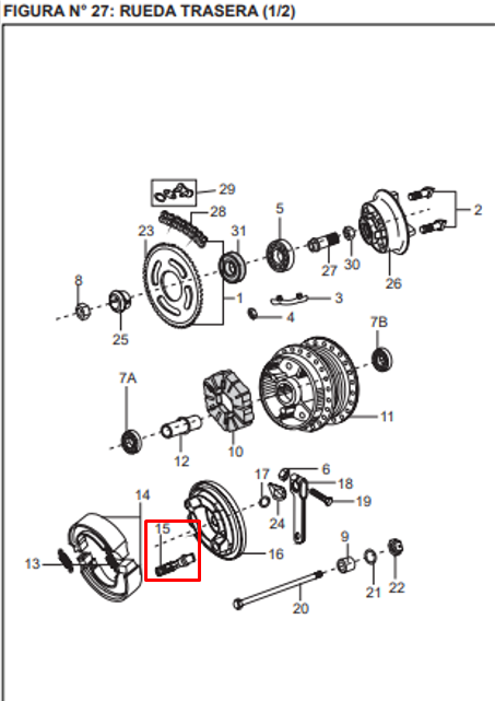 EJE LEVA FRENO RR PULSAR/KB125 ORIGINAL - Mundimotos