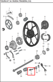 EJE LEVA FRENO RR PULSAR/KB125 ORIGINAL - Mundimotos