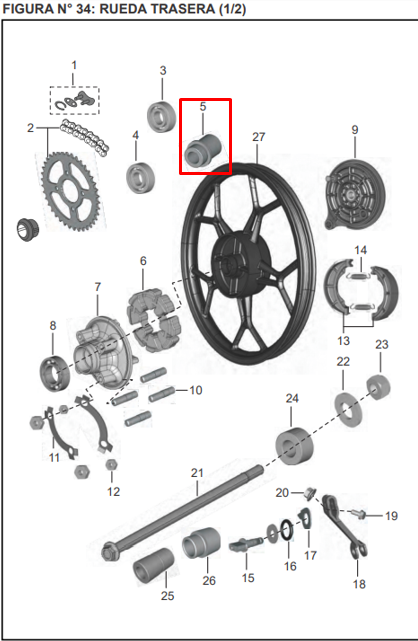 BUJE 15X22X57/A27.5 RR PULSAR ORIGINAL - Mundimotos