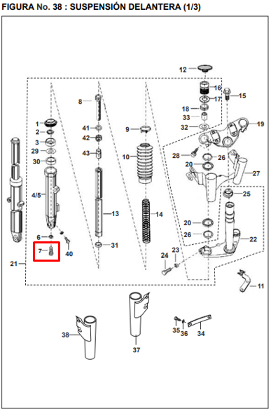 TORNILLO TELESCOPIO PULSAR ORIGINAL - Mundimotos