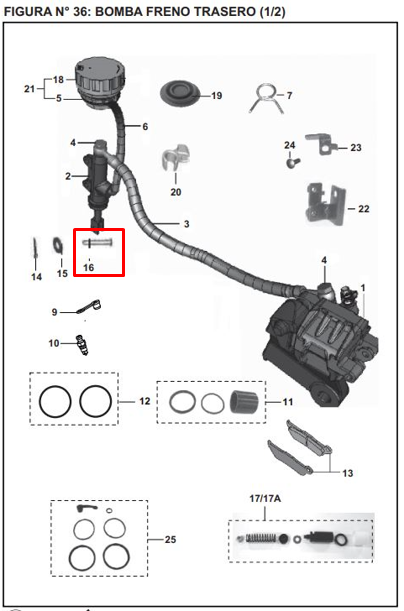 PASADOR BOMBA FRENO RR NS 200 ORIGINAL - Mundimotos