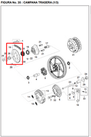KIT ARRASTRE 15/44 PULSAR 180 6H ORIGINAL - Mundimotos