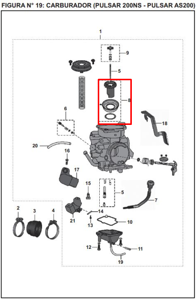 DIAFRAGMA CARBURADOR CTO 200 NS ORIGINAL - Mundimotos