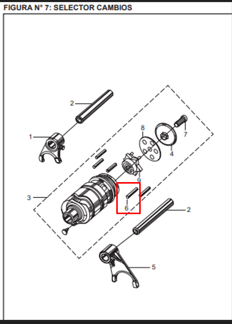 PIN SELECTOR BM100/150/DISCOVER 100 ORIGINAL - Mundimotos