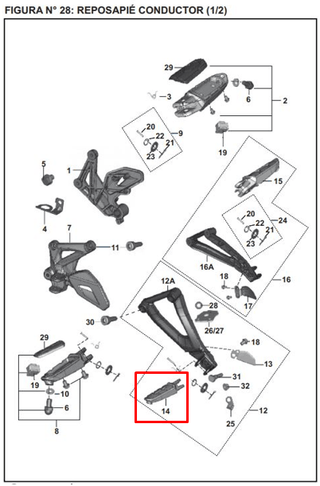 Posapie traseraero Izquierdo Bajaj PULSAR 200 NS Bs4 Original - Genuine parts