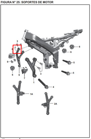 SOPORTE MOTOR RH 200 NS ORIGINAL - Mundimotos