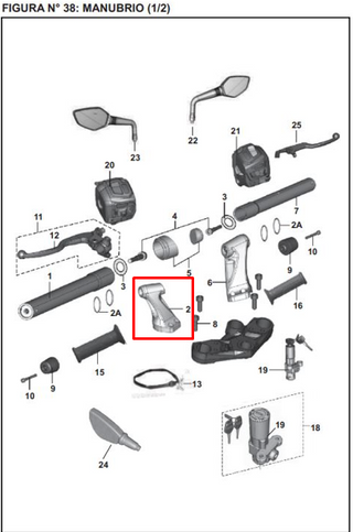 SOPORTE Manubrio LH PULSAR 200 NS ORIGINAL - Mundimotos