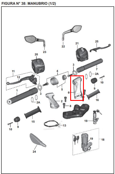 SOPORTE Manubrio RH PULSAR 200 NS ORIGINAL - Mundimotos