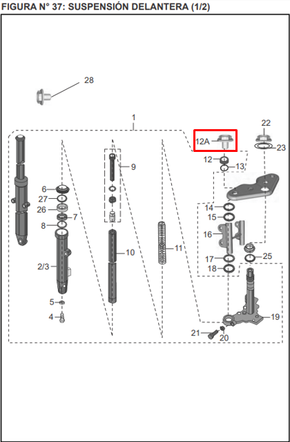 TORNILLO A 10X20 TELES DISCOVER 100/125 ORIGINAL - Mundimotos