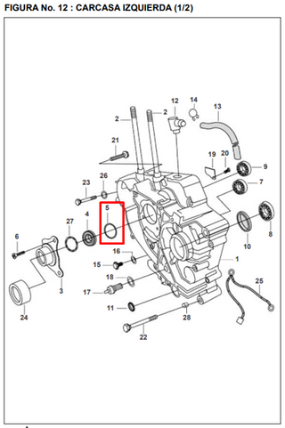ORING CIGUENAL LH PULSAR BLACK ORIGINAL - Mundimotos