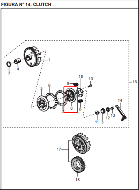 CORONA INT CLUTCH BXR TEC/PLATINO 100 ORIGINAL - Mundimotos