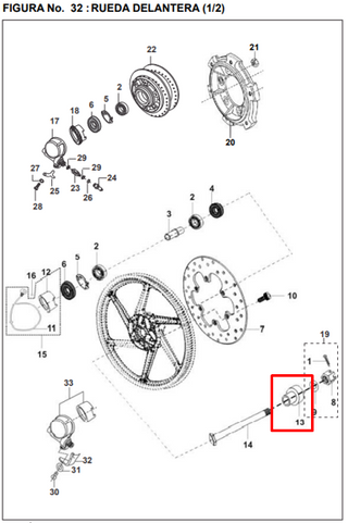 BUJE 12X17.5X33 FR PULSAR 180 ORIGINAL - Mundimotos