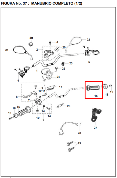Manigueta derecho bajaj PULSAR original - Genuine parts