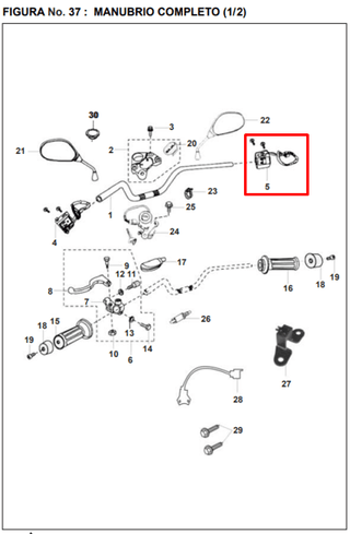 Comando derecho bajaj PULSAR black run original - genuine parts