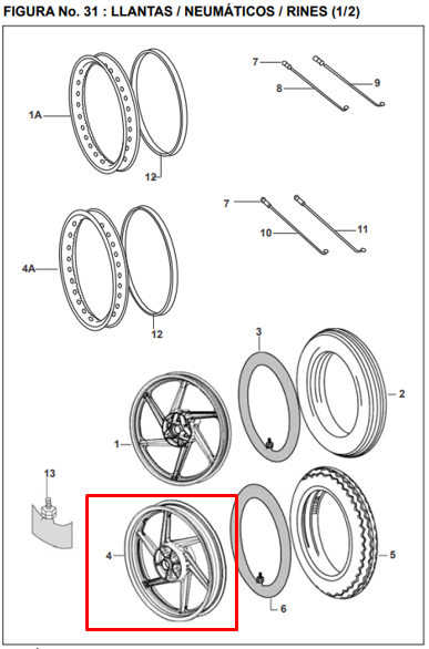 RIN RR PULSAR BLACK 4H ORIGINAL - Mundimotos
