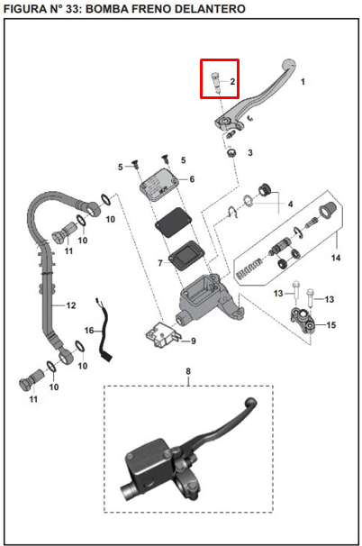 TORNILLO LEVA FRENO DISCOVER/PULSARA ORIGINAL - Mundimotos