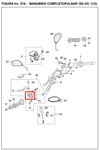 SOPORTE MANIGUETA LH DISCOVER 125 ST ORIGINAL - Mundimotos
