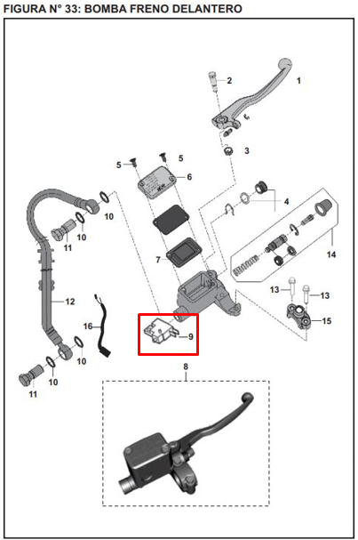 SWITCH STOP FR PULSAR BLACK ORIGINAL - Mundimotos