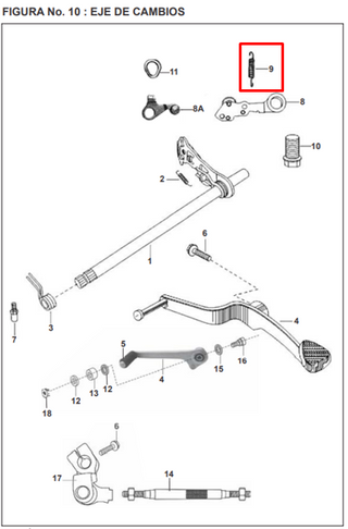 RESORTE LEVA CAMBIOS PULSAR UG/220 ORIGINAL - Mundimotos