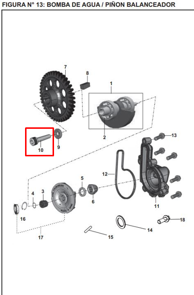 TORNILLO 8X1X40 BOMBA AGUA ORIGINAL - Mundimotos