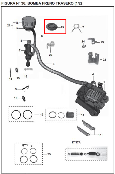 DIAFRAGMA BOMBA FRENO RR 200NS/220 ORIGINAL - Mundimotos