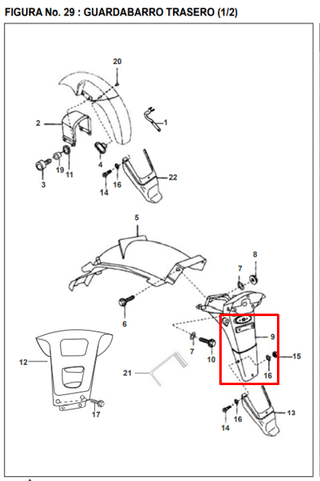 Guardabarro Trasero Pulsar Dts-I/Tec Original - Genuine parts