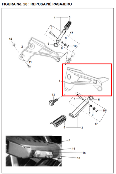 SOPORTE POSA RR/LH PUL200 ORIGINAL - Mundimotos