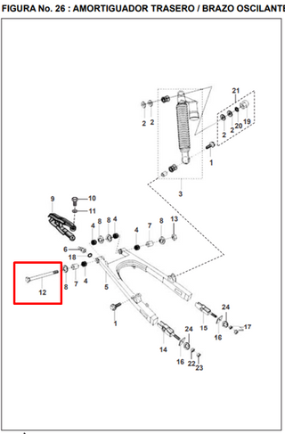 EJE 14X265 TIJERA PULSAR ORIGINAL - Mundimotos