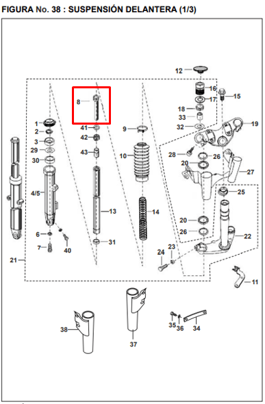 Cilindro Telescopio Bajaj Pulsar Black Tec Original - Genuine parts