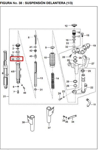 BUJE GUIA TELESCOPIO SU. PULSAR ORIGINAL - Mundimotos