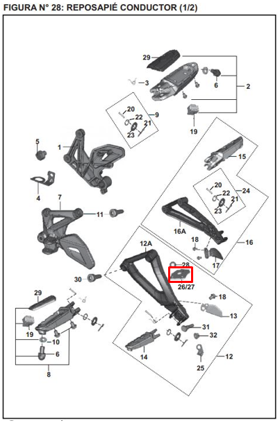 PLATINO POSAPIE RR/LH PULSAR 200 NS/RS2 ORIGINAL - Mundimotos