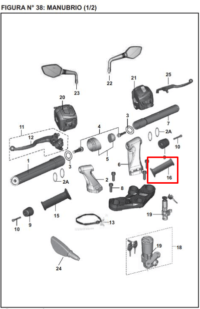 Manigueta derecho bajaj PULSAR 200 NS original - genuine parts