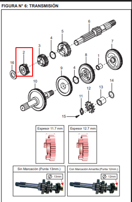 PINON EP 2DA 19T PLATINO/TEC ORIGINAL - Mundimotos