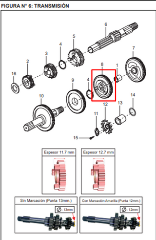 PINON ES 4TA 27T CT100 TEC/PLATINO ORIGINAL - Mundimotos