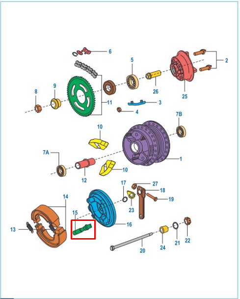 EJE LEVA FRENO RR BOXER/XCD 125  ORIGINAL - Mundimotos