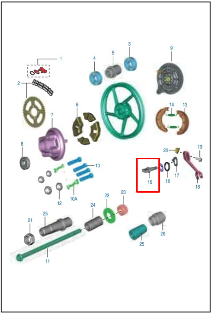 EJE LEVA FRENO RR BOXER/XCD 125  ORIGINAL - Mundimotos