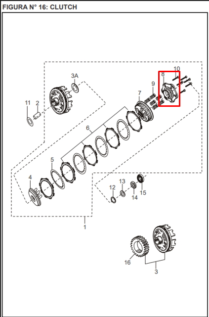 PORTA RESORTE CLUTCH DISC.100-125 ORIGINAL - Mundimotos
