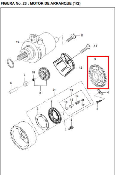PINON ARRANQUE 54T PUL/BLACK ORIGINAL - Mundimotos