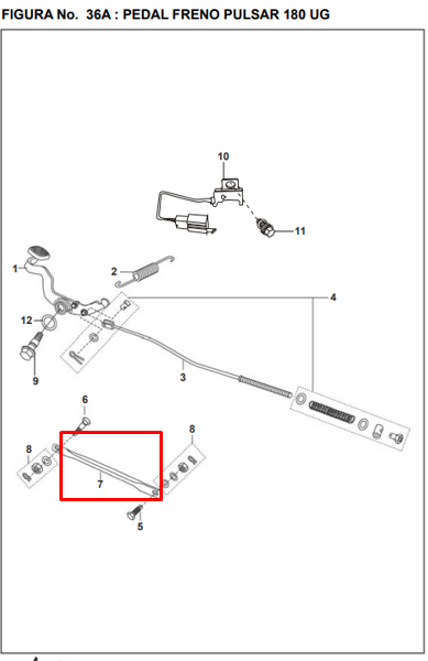 VARILLA PORTABANDAS PULSAR 200/UG ORIGINAL - Mundimotos