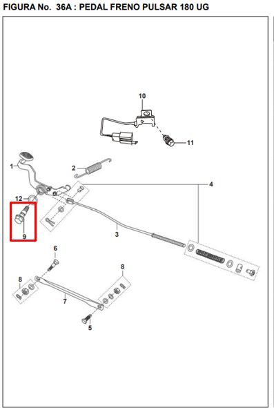 TORNILLO PEDAL FRENO PULSAR 135/UG ORIGINAL - Mundimotos