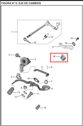 RESORTE LEVA CAMB. DISCOVER 100/PLA ORIGINAL - Mundimotos