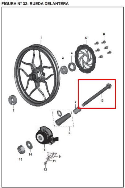 EJE 15X250 R14 FR 200 NS ORIGINAL - Mundimotos