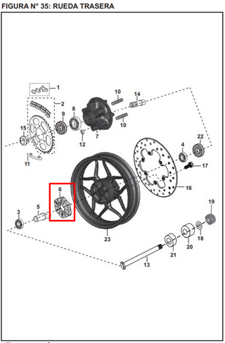 CAUCHO SPROKET 200 NS/PULSAR 180 6H ORIGINAL - Mundimotos